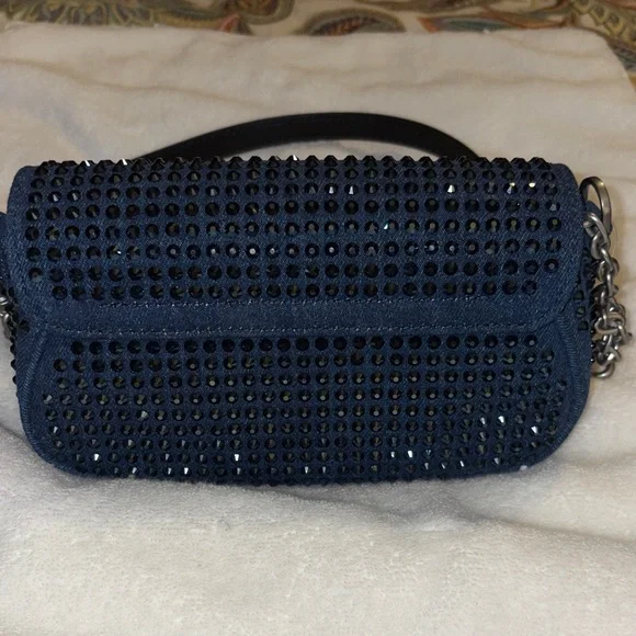 Marc Jacobs The Clover Crystal Embellished Denim Shoulder Bag NWT - Picture 5 of 9